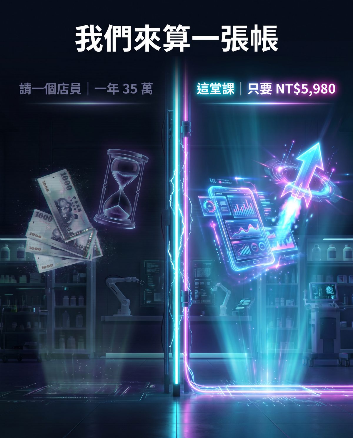 我們來算一張帳・這堂課只要 NT$5,980